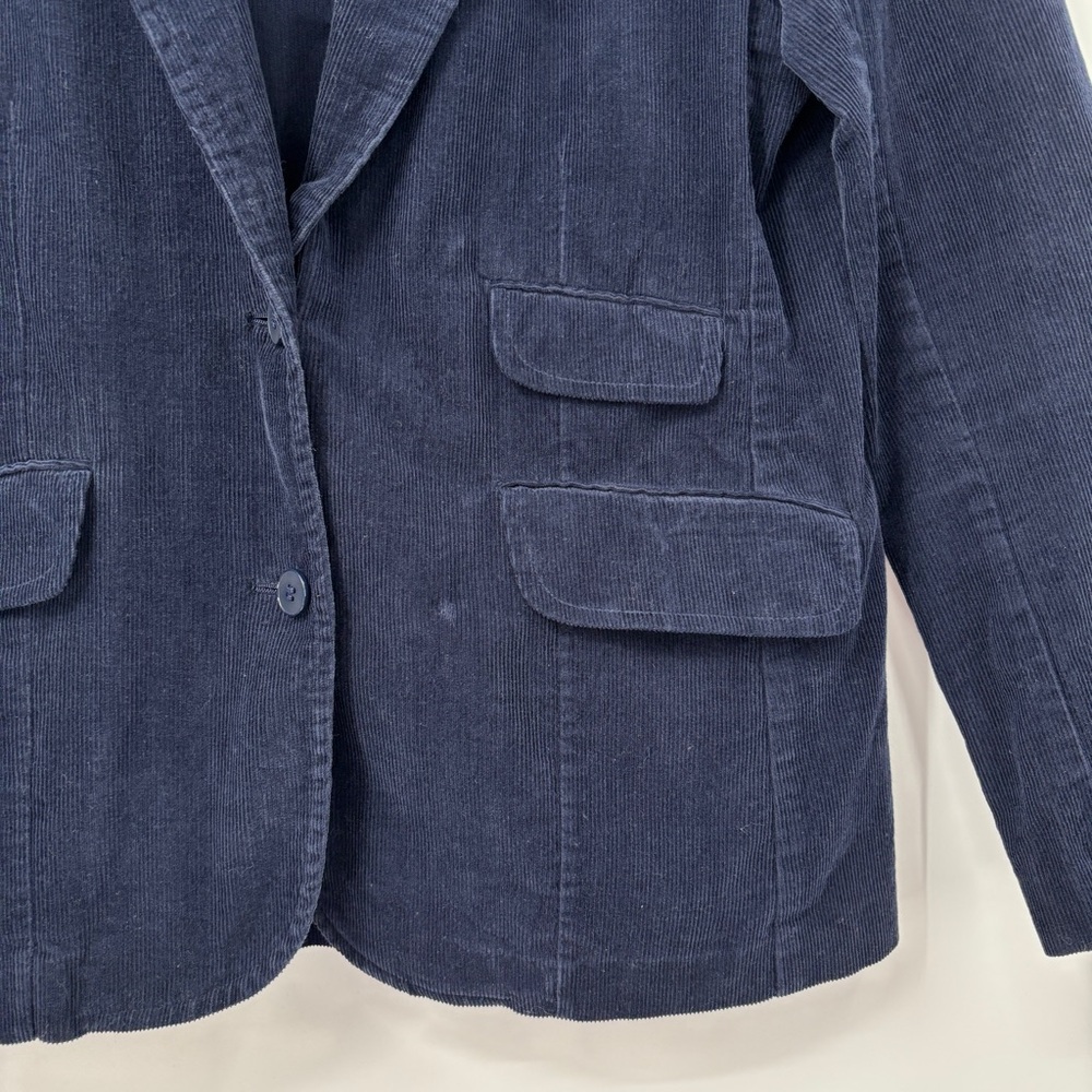 Vintage Corduroy Blazer Women Navy Blue Jacket Preppy Academia Classic Japan - Picture 5 of 15